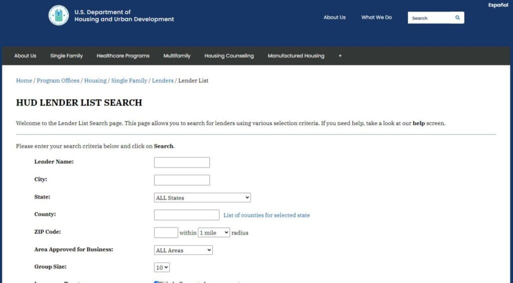HUD-approved lenders